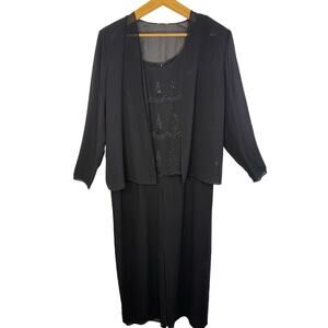 R&M Richards by Karen Kwong Formal Gown Maxi Pants Dress Black Women's Size 18